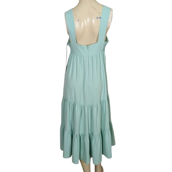 Amanda Uprichard empire waist ruffled maxi sleeveless seafoam dress sz M - Picture 2 of 10